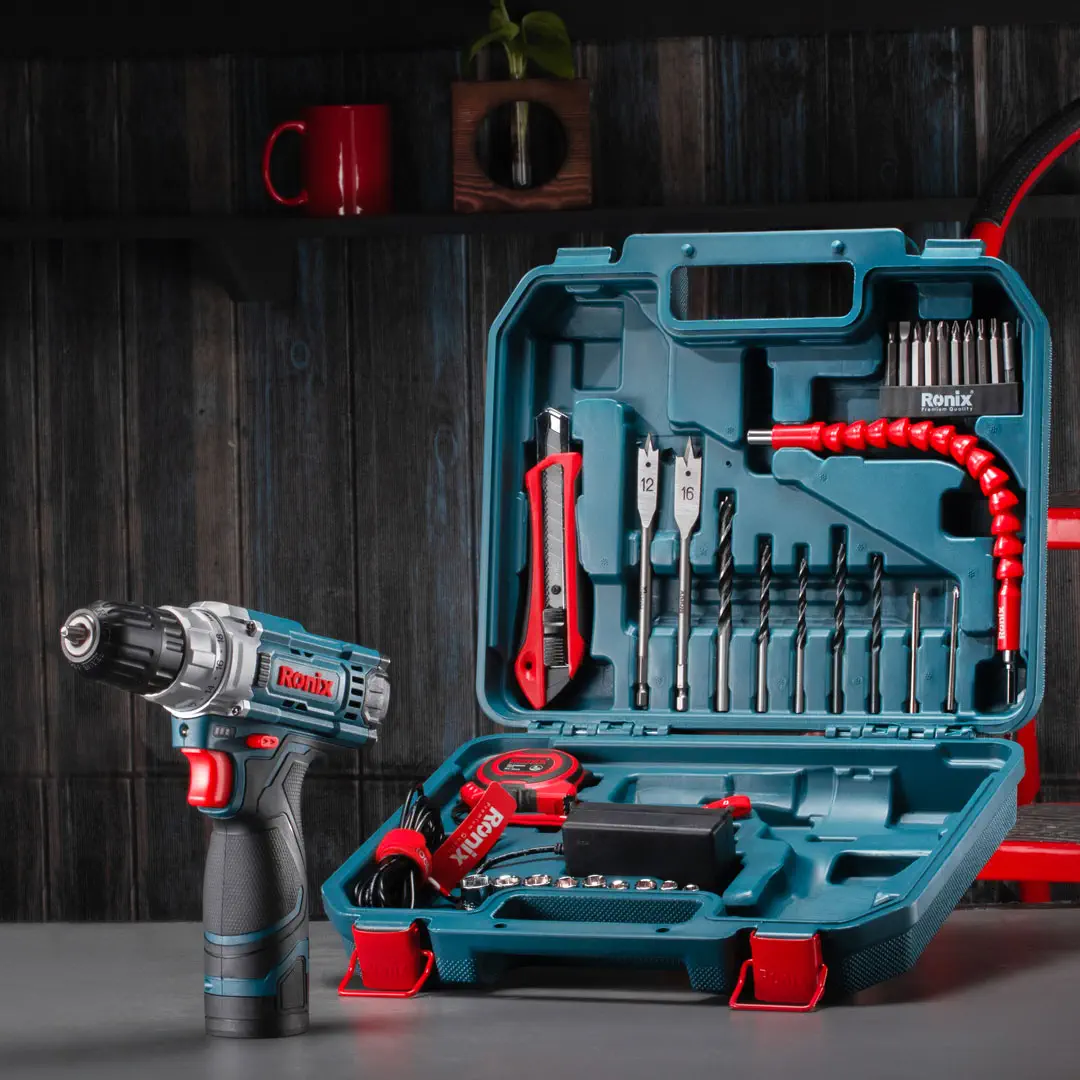 Kit de taladro atornillador a batería 12V 35 pzs