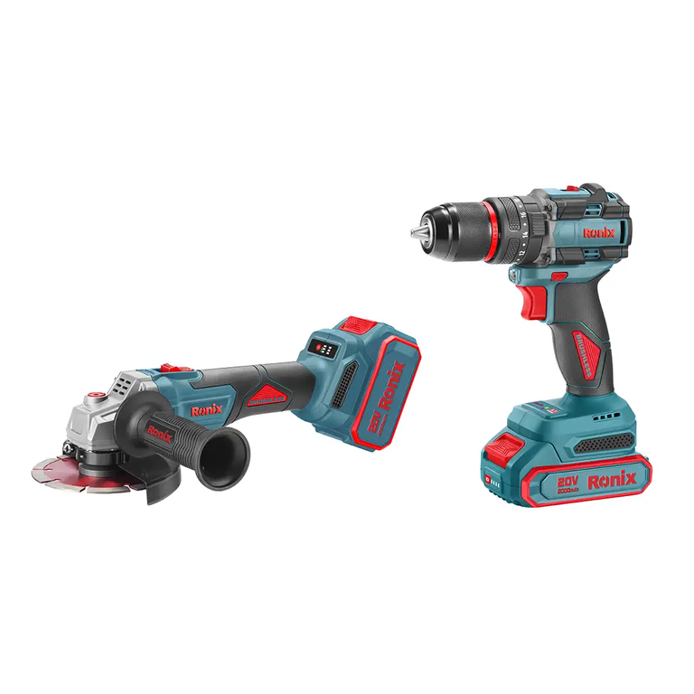 20V Cordless 2Pcs Combo Kit ( Impact Drill , Mini Angle Grinder )